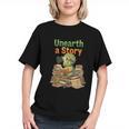 Unearth a Story Triceratops Dinosaur Reading Books Cute Dino Graphic Youth Unearth a Story Triceratops Dinosaur Reading Books Cute Dino Graphic Youth