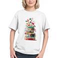 Book Stack With Flowers Reading Lover Bookish Graphic Youth