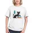 Cat Midcentury With Book And Coffee Atomic Age Mid Century Graphic Youth