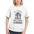 Cats Plants And Books Shirt Plant Lover Gardening Graphic Youth