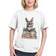 Cute Reading Bunny With Glasses Books Bookworm Reader Book Premium Tri-Blend Graphic Youth
