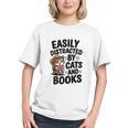 Easily Distracted By Cats And Books Lovers Reading Graphic Youth