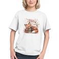 Fox And Book Lover Graphic For Women And Spring Pink Flower Graphic Youth