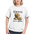 Sleeping Cat And Books With Coffee Lover Graphic Youth