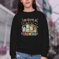 100th Day Of School Teacher Floral Books 100 Days Of Growing Youth Crewneck Sweatshirt