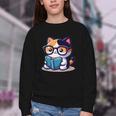 Adorable Book Lover Calico Cat With Reading Glasses Cute For Men Women Kids Youth Crewneck Sweatshirt Adorable Book Lover Calico Cat With Reading Glasses Cute For Men Women Kids Youth Crewneck Sweatshirt