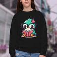 Adorable Book Lover Humming Bird With Reading Glasses Cute Youth Crewneck Sweatshirt