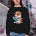 Adorable Book Lover Mallard Duck With Reading Glasses Cute Youth Crewneck Sweatshirt