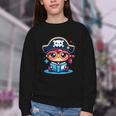 Adorable Book Lover Pirate With Reading Glasses Cute Youth Crewneck Sweatshirt