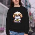 Adorable Book Lover Shih Tzu With Reading Glasses Cute Youth Crewneck Sweatshirt
