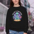 Alien Reader Reading Teacher Librarian Book Lover Youth Crewneck Sweatshirt