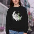 Astronaut Reading Book To Alien Moon Space Book Lover Men Youth Crewneck Sweatshirt