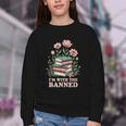 Im With The Banned Floral Flower Book Lover Youth Crewneck Sweatshirt Im With The Banned Floral Flower Book Lover Youth Crewneck Sweatshirt
