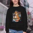 Book Dragon Reading Book Lover Youth Crewneck Sweatshirt
