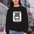 Book Lover What Happens At Book Club Stays Messy Bun Girls Youth Crewneck Sweatshirt