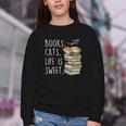 Book Lovers Books Cats Life Is Sweet Cat Lovers Youth Crewneck Sweatshirt
