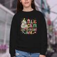 Book Tree All Is Calm Said No Teacher Ever Christmas Youth Crewneck Sweatshirt