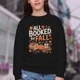 All Booked For Fall Pumpkin Books Thanksgiving Autumn Leaves Youth Crewneck Sweatshirt