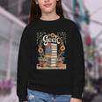 Books Geek Sunflower Floral Cute Vintage Books Reader Lover Youth Crewneck Sweatshirt