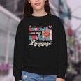 Books Are My Love Language Valentines Book Lover Librarian Youth Crewneck Sweatshirt