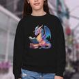 Bookworm Book Lover Women Girls Dragon Reading Youth Crewneck Sweatshirt