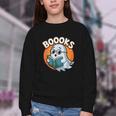 BOOOKS Cute Ghost Reading Books Halloween Youth Crewneck Sweatshirt