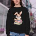 Bunny Rabbit Reading Books Rabbit Books Bunny Reader Youth Crewneck Sweatshirt