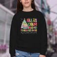 All Is Calm Said No Teacher Ever Book Christmas Tree Youth Crewneck Sweatshirt