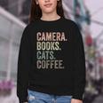 Camera Books Cats And Coffee Lover Photography Men Women Youth Crewneck Sweatshirt