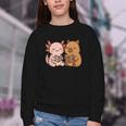 Capybara Axolotl Kawaii Kids Anime Book Lover Reading Youth Crewneck Sweatshirt