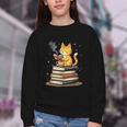 Cat Reading Books Youth Crewneck Sweatshirt