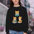 Cats Reading Book Lover Reading Bookworm Reader Youth Crewneck Sweatshirt