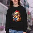 Chicken Reading a Book Farm Animal Chick Youth Crewneck Sweatshirt
