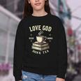 Christian Bookworm Love God Read Books Drink Tea Youth Crewneck Sweatshirt