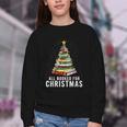 Christmas Book Tree All Booked For Xmas Youth Crewneck Sweatshirt