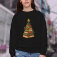 Christmas Book Tree Bookshelf Holiday For Readers Librarians Youth Crewneck Sweatshirt