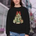 Christmas Book Tree Coquette Bow Xmas Reading Librarian Girl Youth Crewneck Sweatshirt Christmas Book Tree Coquette Bow Xmas Reading Librarian Girl Youth Crewneck Sweatshirt