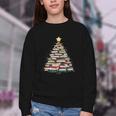 Christmas Tree Books Book Reading Bookworm Youth Crewneck Sweatshirt