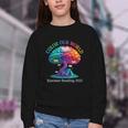 Color Our World Summer Reading 2025 Tree Book Lover Camping Youth Crewneck Sweatshirt Color Our World Summer Reading 2025 Tree Book Lover Camping Youth Crewneck Sweatshirt