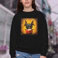 Colorful Sketch Oil Painting Of A Bat Reading Book Youth Crewneck Sweatshirt