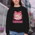 Coquette Bow All Booked For Valentine Book Lover Bookish Youth Crewneck Sweatshirt