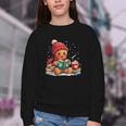 Cozy Gingerbread Christmas Reading Book Xmas Snowflakes Fall Youth Crewneck Sweatshirt