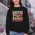 Crochet Coffee Reading Books Crocheter Crocheting Youth Crewneck Sweatshirt