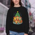 Cute Cats Reading Books Christmas Tree Youth Crewneck Sweatshirt