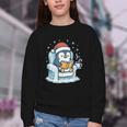 Cute Christmas Penguin Reading Book Cozy Winter Holiday Art Youth Crewneck Sweatshirt