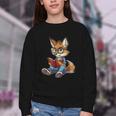 Cute Coyote With Book I Kids Coyote Youth Crewneck Sweatshirt
