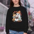 Cute Cozy Ghost Reading With Cat Book Lover Autumn Fall Youth Crewneck Sweatshirt Cute Cozy Ghost Reading With Cat Book Lover Autumn Fall Youth Crewneck Sweatshirt