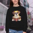 Cute Dog Boxer Reading Book Youth Crewneck Sweatshirt