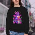 Cute Dragon Reading Books Bookworm Youth Crewneck Sweatshirt
