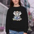 Cute Elephant Reading Universe Book Youth Crewneck Sweatshirt